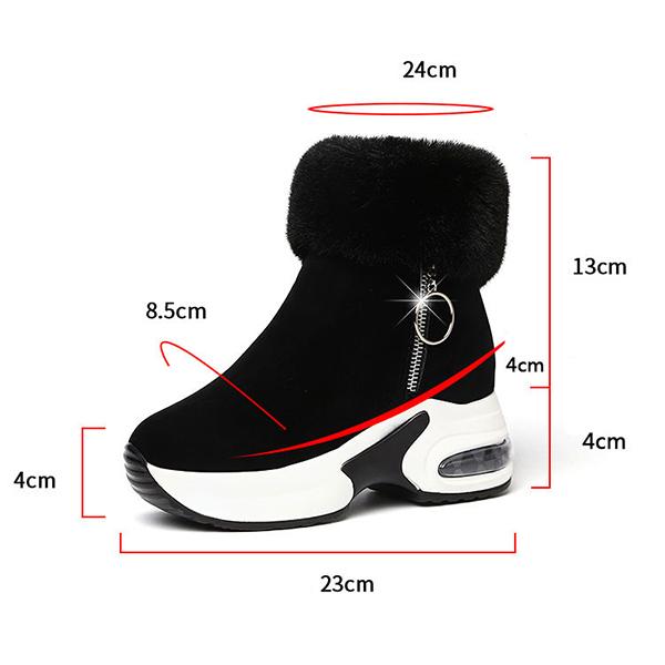 Women's Winter Plush Thick Bottom Short Boots Large Size Rabbit Hair Snow Boots Female Winter Warm Cotton Boots