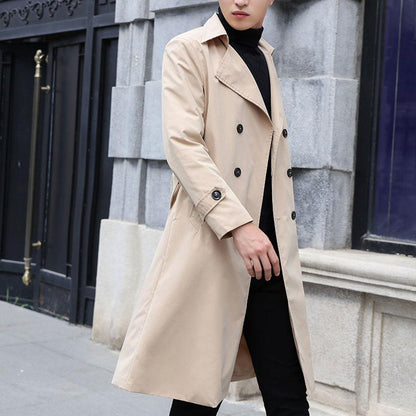 Men's Youth Long Windbreaker 2021 Spring and Autumn New Mid-length Coat Jacket