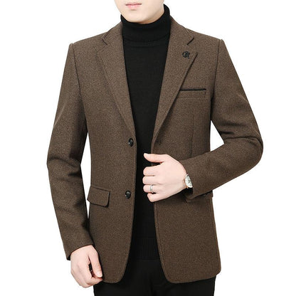 Middle-aged Men's Wool Stand Collar Jacket Autumn and Winter Fashion Handsome Gentleman Send Sweater Dress Jacket