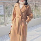 Autumn and Winter Woolen Coat Korean Style Fashion Waist Woolen Coat Women's Thick Large Size Mid-length Over-the-knee Coat