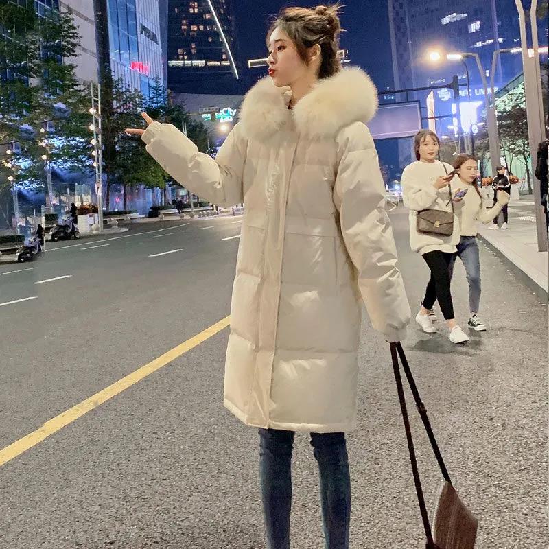 Plus Size Down Padded Jacket Women's Winter Mid-length Korean Style Cotton-padded Jacket Loose Padded Jacket