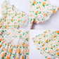Girl's Back Hollow Out Dress Orange Skirt Children's Sleeveless Skirt Button Korean Baby Broken Flower Princess Skirt