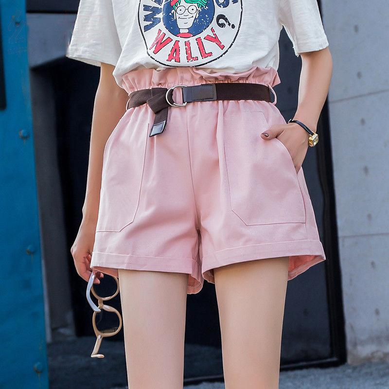 WTEMPO Women Ruffled Waist Suit Trousers Shorts Spring and Summer Casual Loose A-line Wide-leg Pants