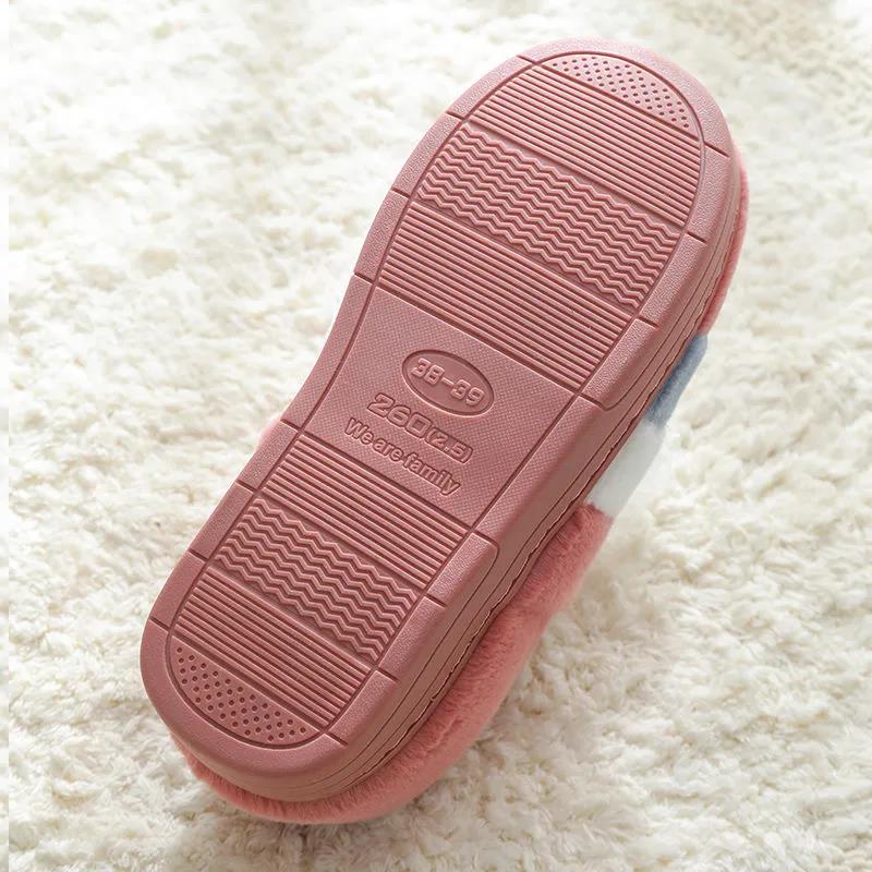 Winter Couple Thick-soled Non-slip Cotton Slippers Household Warmth Confinement Shoes Cute Cartoon Female Hair Drag