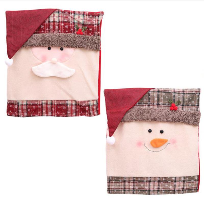 2 Set of Christmas Decorations Home Decoration Chair Cover Restaurant Hotel Square Santa Claus Stool Decoration
