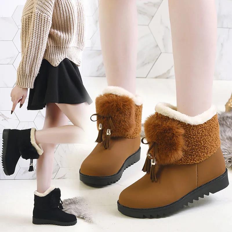 Snow Boots Female Autumn and Winter Korean Wild Student Cotton Shoes Short Tube Plus Velvet Thick Warm Fashion Boots