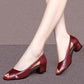 Soft Leather Sandals Women Fish Mouth Thick Heel Sandals Women's Fashion Hollow Roman Medium Heel Leather Shoes