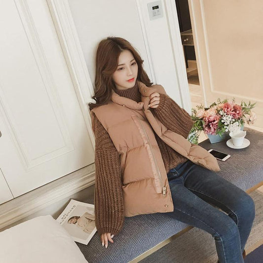 Autumn Winter Sleeveless Waistcoat Loose Women Casual Women's Cotton Vest Cotton Loose Padded Vest Women Jacket