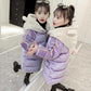 Girls In The Winter Long Thick Padded Coat The Big Boy In The Autumn and Winter Style Padded Jacket with Rabbit Ears Hooded Top
