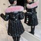 Girls' Cotton-padded Clothes Mid-length Girls' Thick Down Jackets Winter Clothes Shiny Children's Clothes Disposable Jackets