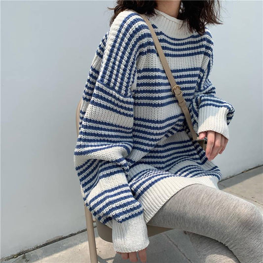 Autumn and Winter Half Turtleneck Female Students Loose Wild Was Thin Pullover Sweater Coat