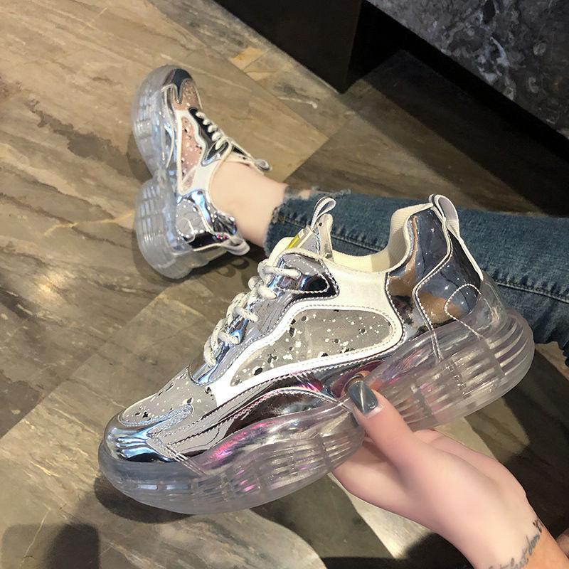 Summer Women Sneakers Fashion Comfortable Casual Dad Shoes Sequins Girl Graffiti Breathable Platform Shoes Woman Sandals