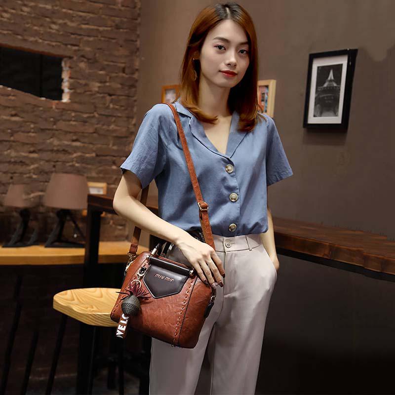 Leather-skinned Women's Bag Korean Version of The Hundred Shoulder Messenger Soft Bag Fashion Atmosphere Handbag