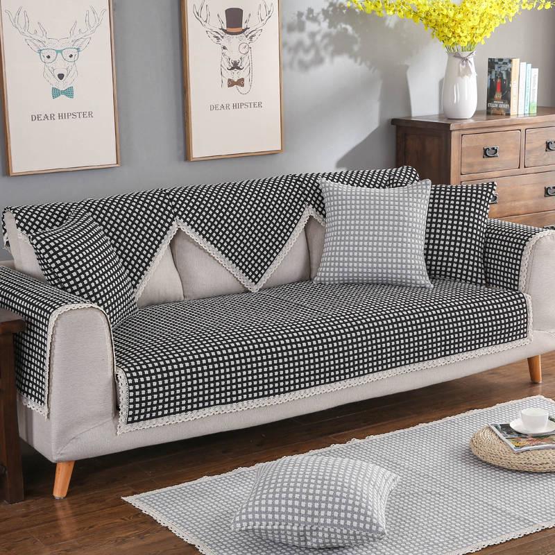 Simple Modern Sofa-Covers Cotton Fabric Non-slip Sofa Cushion Four Seasons Universal Living Room