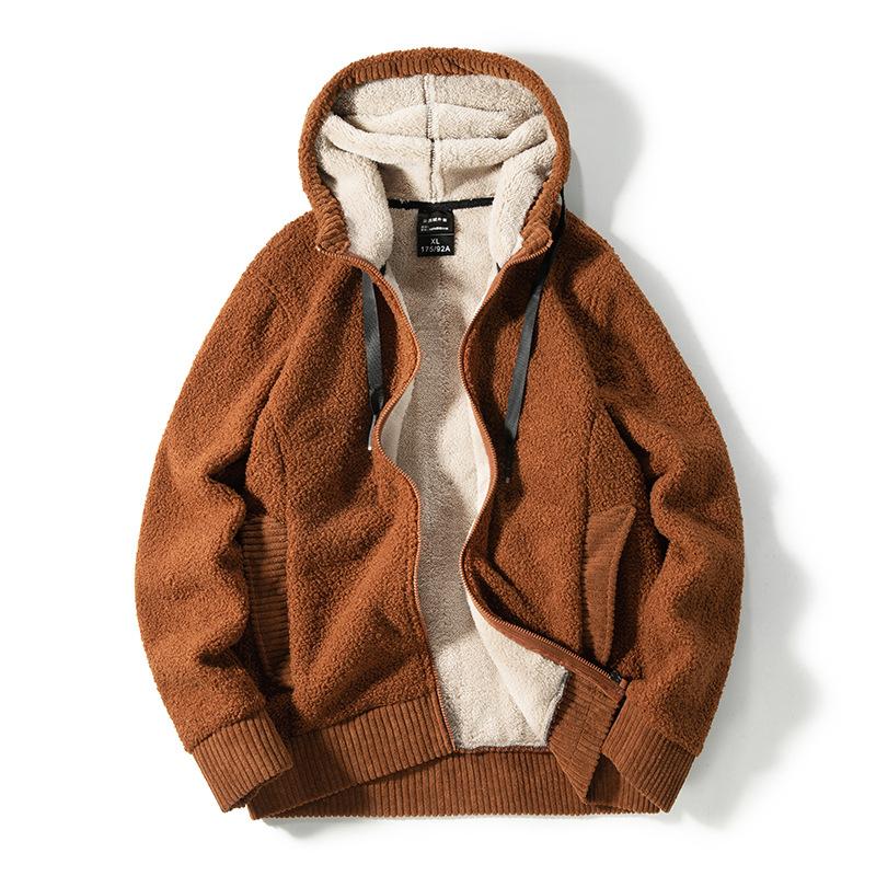 Men's Sweater Autumn and Winter Hooded Loose Plus Velvet Thickening Men's Casual All-match Jacket