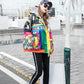 European Station Winter Print Cotton Coat Women Western Style Hooded Mid-length Coat Women