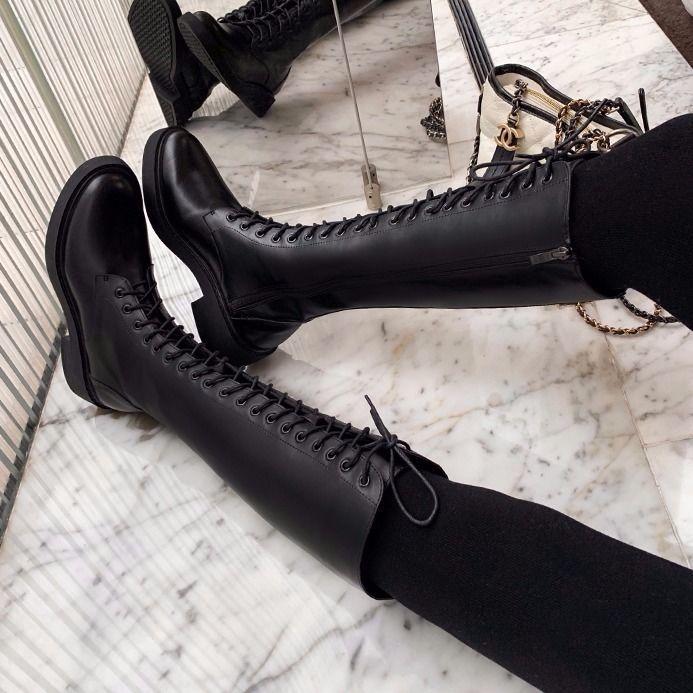 Plus Size British Style Black Thick Heel Single Martin Boots Autumn and Winter Versatile High-top Women's Boots