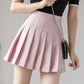 Two Layers High-waist Plus Size Short Pleated Skirt  Women's A-line Skirt  Anti-glare Solid Color Mini Skirt