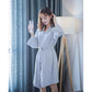 Women's Yukata Pajamas Robe Spring Autumn Loose Waffle Solid Color Bathrobe Long Sleeves Robe Sleeping Robes with Belt