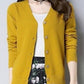 Spring and Autumn Knit Solid Color Cardigan Long Sleeve V-neck Sweater Short Solid Color Coat