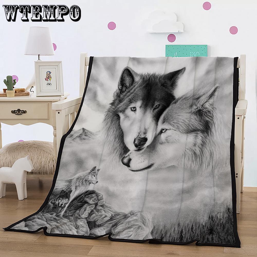 3D Couple Wolf  Animal Printed  Bedding  Blanket