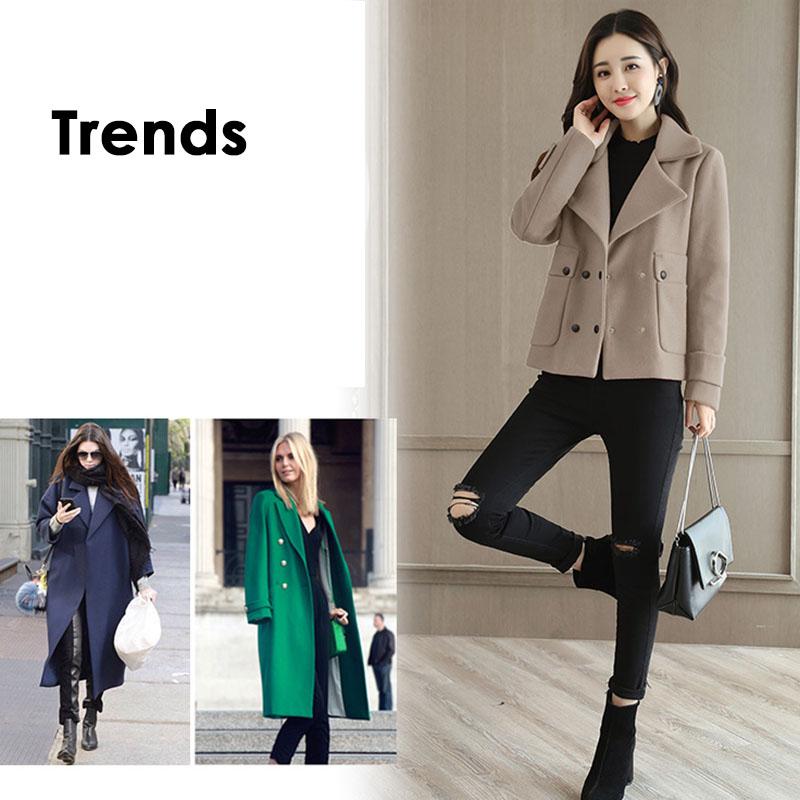 Woolen Jacket Women's Short Autumn and Winter Jacket Women's Solid Color Casual Coat