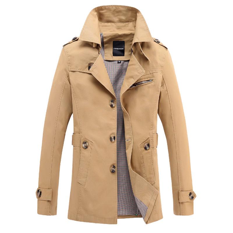 Men Jacket Coat Fashion Trench Coat Autumn Brand Casual Fit Overcoat Jacket Outerwear Male Jacket