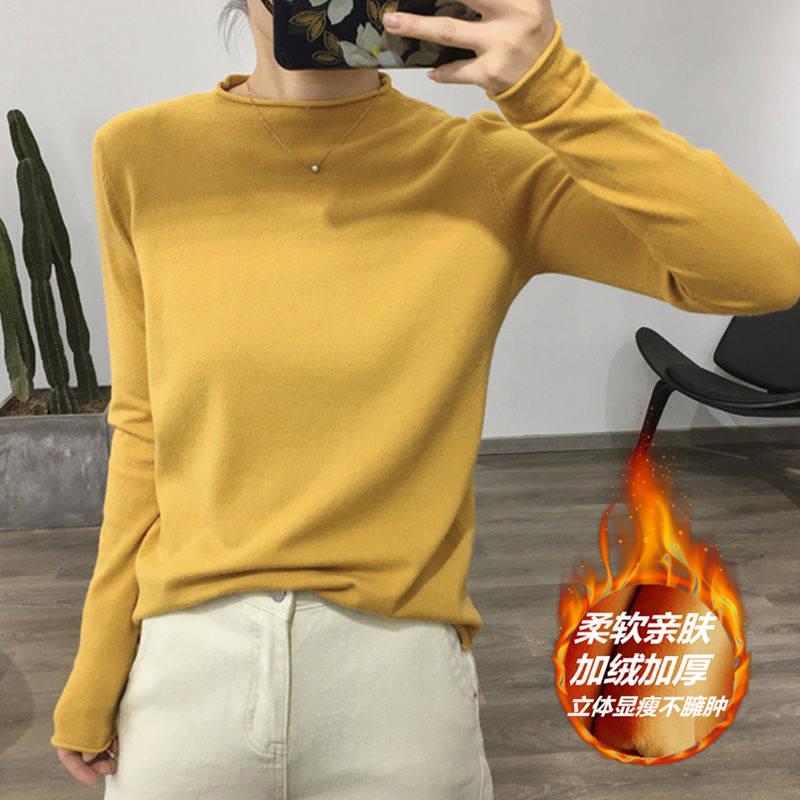 Semi-high collar bottoming shirt loose slim pullover sweater