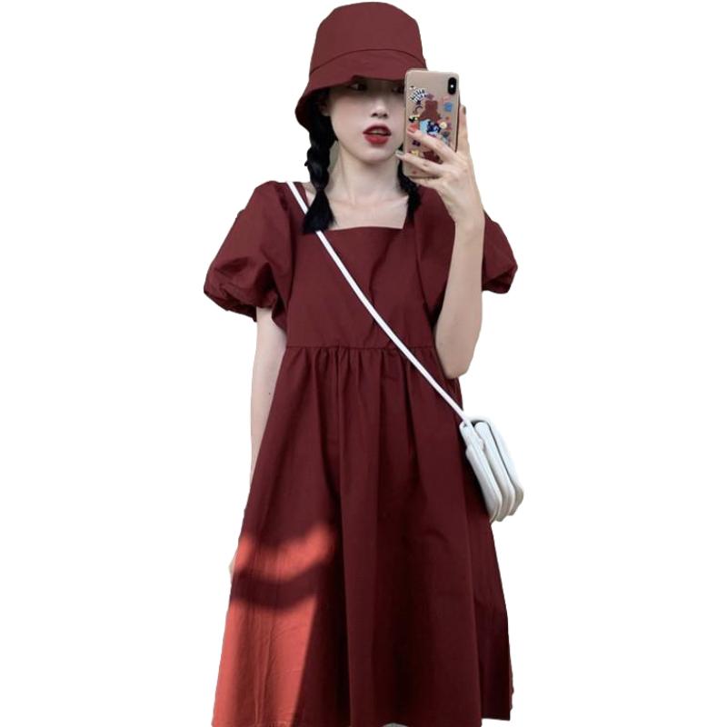 Women's Summer Dress Short Sleeve Puff Sleeve Knee-length Daily Wear Office Dating Party