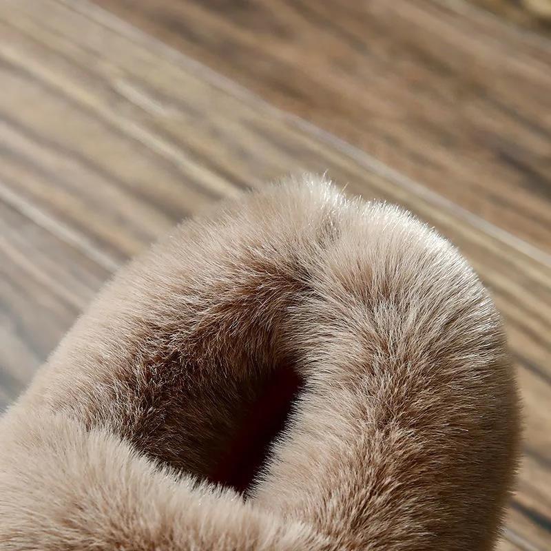 Warm and Velvet Thick-soled Cotton Shoes for Lovers Leather Waterproof Non-slip Bag Heel Shoes for Winter