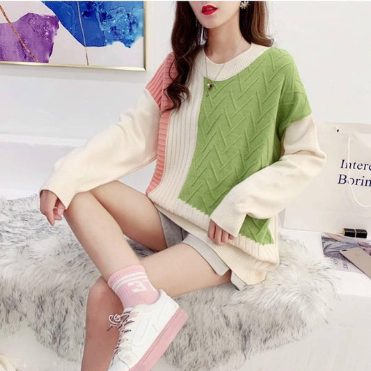 Large Size Lazy Wind Thin Sweater Autumn New Korean Version of The Loose Sweater Women's Jacket