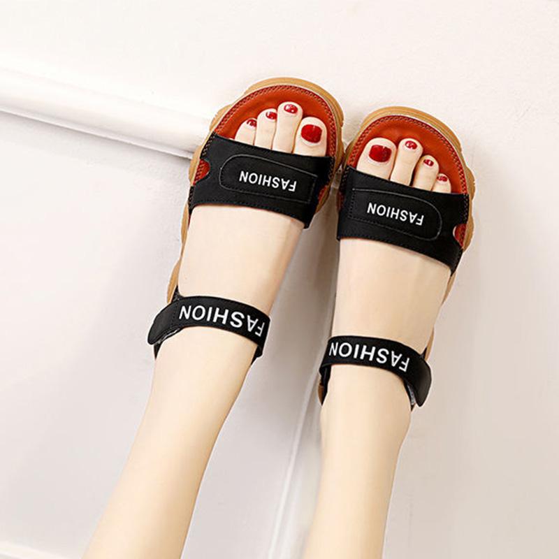 Tendon Sole Sandals Female Summer Fairy Style Flat Sandals Net Celebrity Students All-match Rome