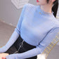 Women's Half Turtleneck Mesh Fungus Edge Bottoming Shirt Slim Fit Long Sleeve Knit Stretch Plus Size Sweater