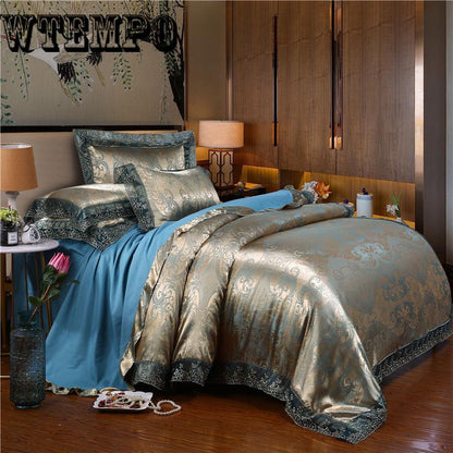 Luxury Jacquard Bedding Sets Bed Linens with Duvet Cover+bedsheet+pillow Case Bedding Set