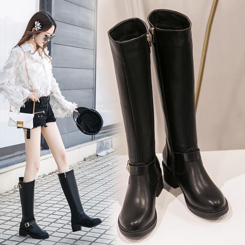 Knight boots women's boots autumn and winter leather boots high heel boots trend snow boots