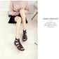 Women 'S Sandals Leather Sandal Black Casual Shoes Low Heels Summer Genuine Leather Gladiator Sandals Boots Women Shoes