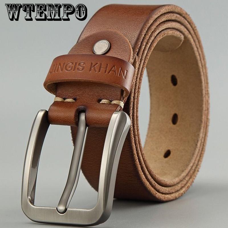 Genuine Leather Belts for Men Luxury Strap Male Belts Classic Vintage brown Belt Casual