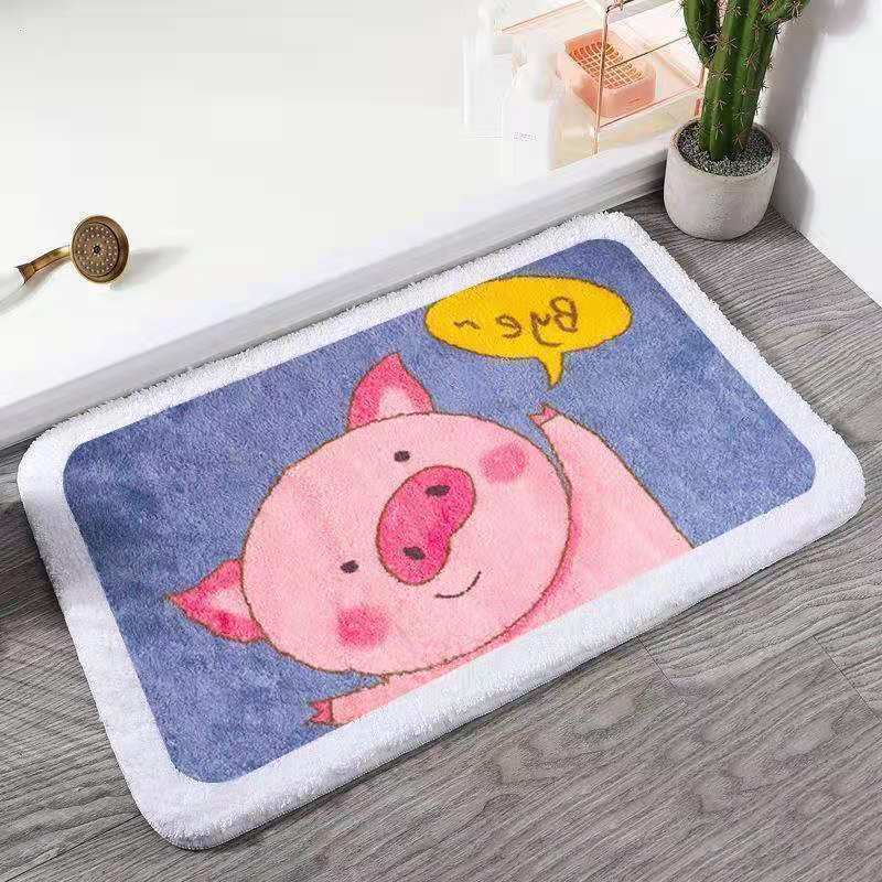 Cartoon Floor Mat Toilet Bathroom Water Absorbent Household Toilet Non-slip Entrance Floor Mat Porch Carpet Bedroom Washable