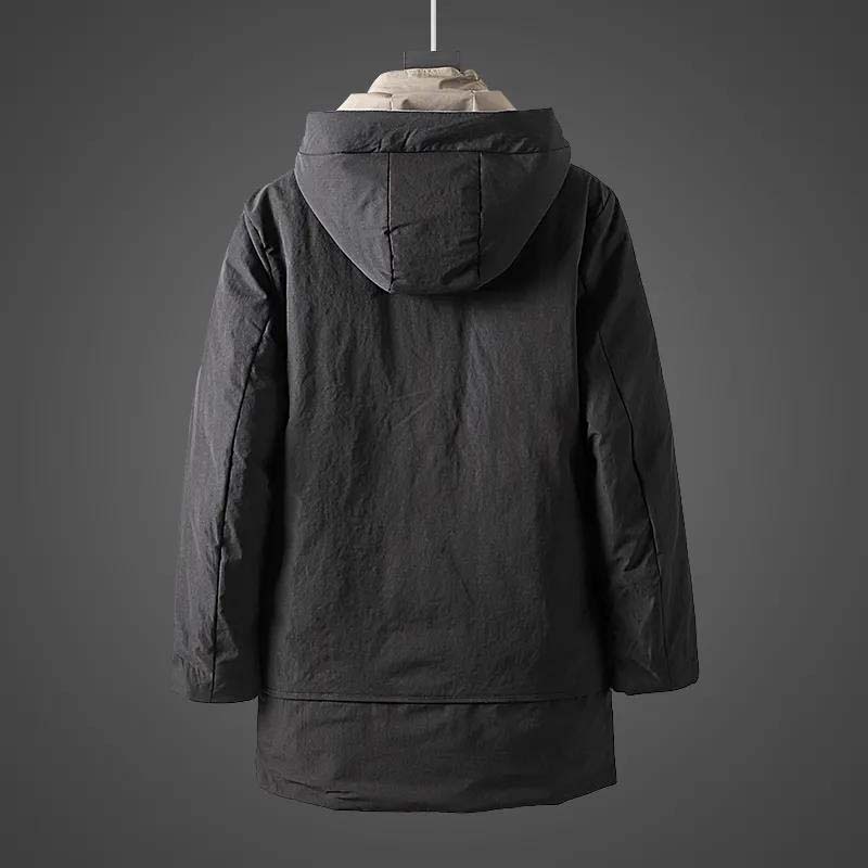 Simple and Versatile Men's Hooded Mid-length Casual Cotton-padded Jacket, Cold and Warm Jacket