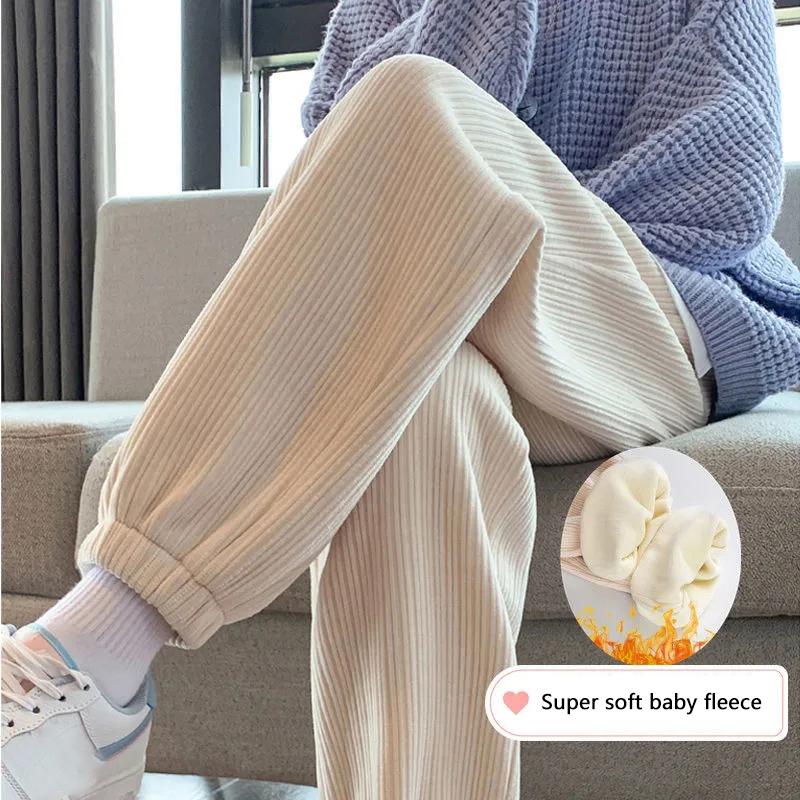 Baby Fleece Sports Pants Women's Thickening Autumn and Winter Sweat Pants Loose Leggings Casual Pants Straight Pants Leggings Casual Jogging Pants
