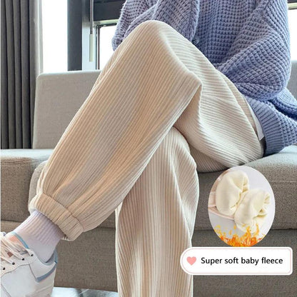 Baby Fleece Sports Pants Women's Thickening Autumn and Winter Sweat Pants Loose Leggings Casual Pants Straight Pants Leggings Casual Jogging Pants
