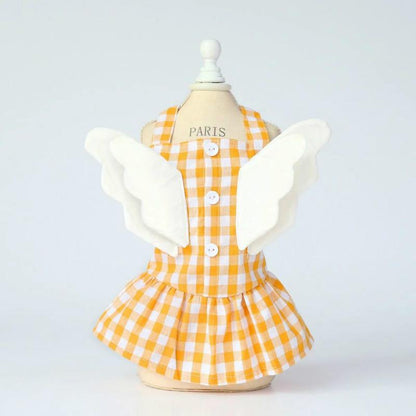 Small Dog Clothes Small Wings Plaid Skirt Summer Thin Pet Dog Clothes