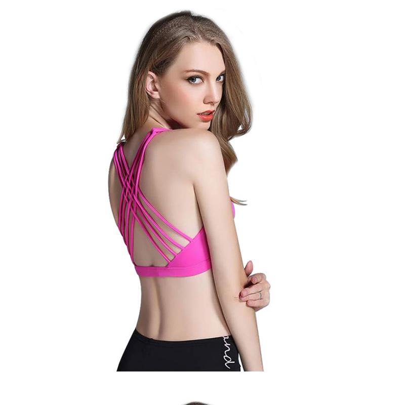 Fitness Sports Bra for Women Push Up Solid Cross Back Yoga Running Gym Workout Femme Training