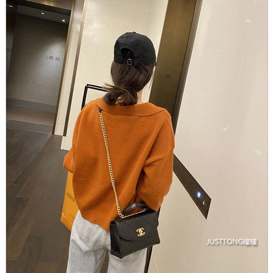 Autumn and Winter Loose Bottoming Shirt European and American Style Fashion Casual Sweater Short Pullover Knitted Blouse