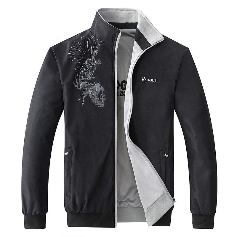 Autumn Men Jacket Coat Stand Collar Casual Sportwear Solid Zipper Outwear Bomber Jacket Male Coats