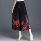 S-4XL Women's Spring Summer Elastic Waist Wide Leg Pants Large Size Thin Loose Printed Cropped Pants