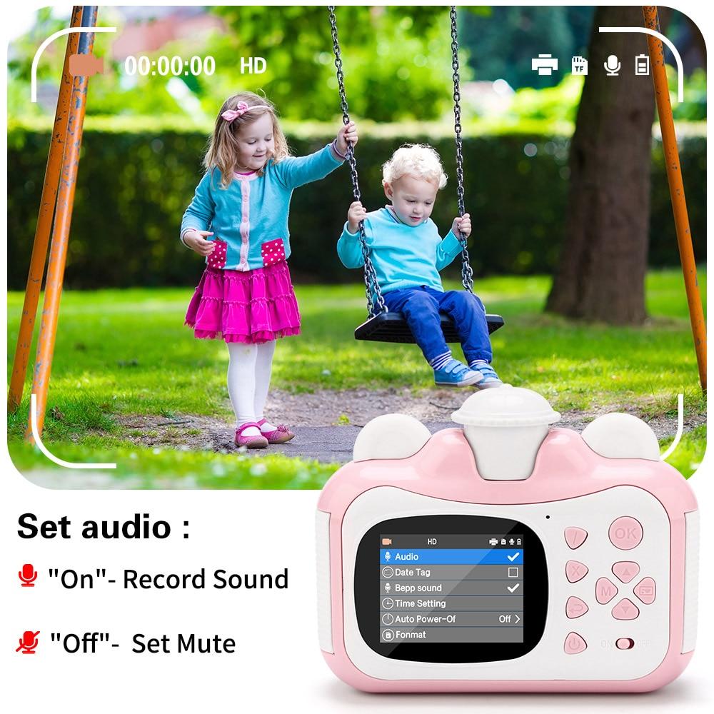 Kids Camera Instant Print Camera for Children 1080P HD Video Photo Camera Toys with 32GB Card