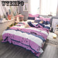 4pcs Star/cartoon Pattern Quilt Cover Warm Thick Cotton Soft Bed Sheet King Size Reactive Printing Bedspread