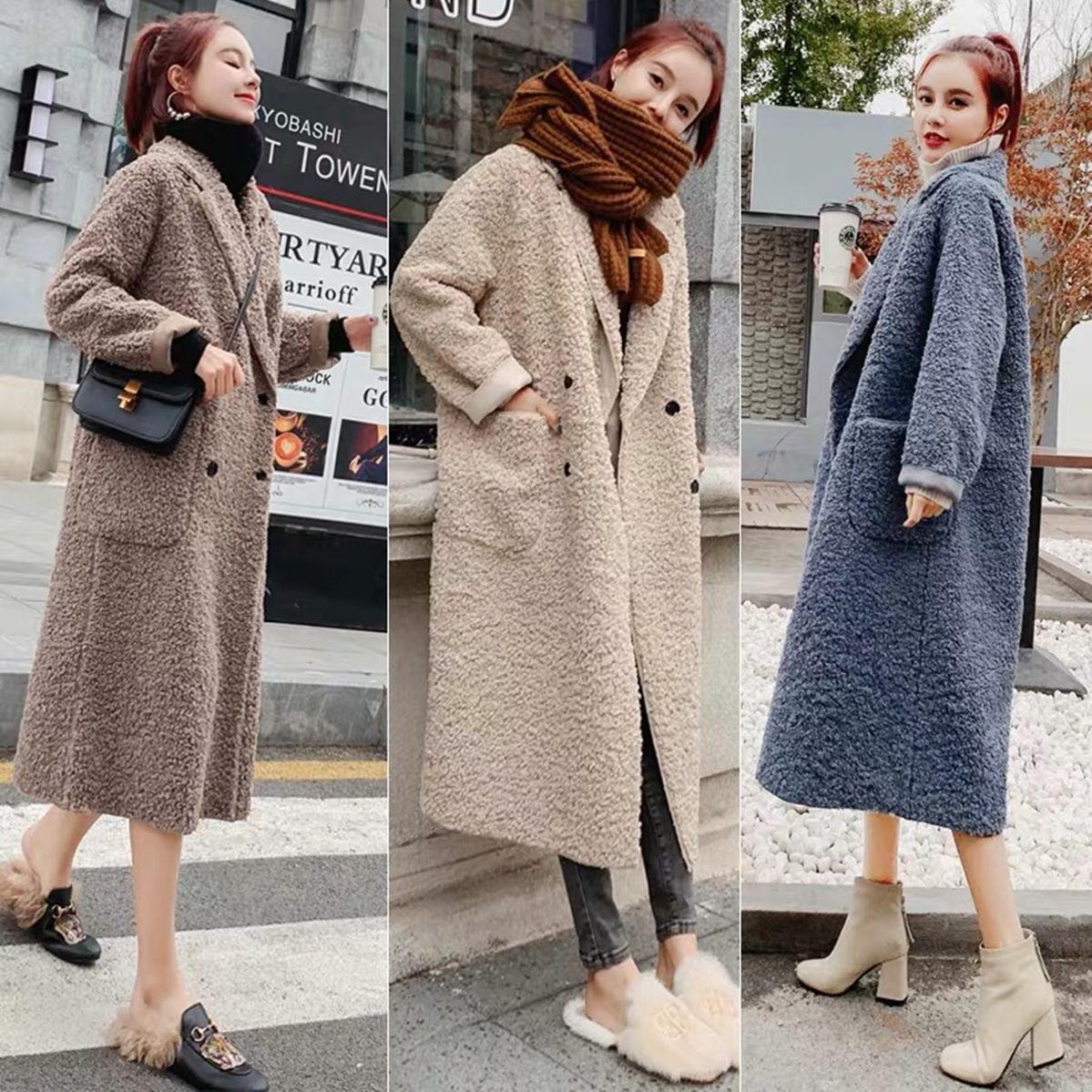 Cashmere Coat Parka Female Sheep Sheared Jacket Long Female Fur Coat Lamb Hair Thicken Warm Plus Size High-end Women Coat