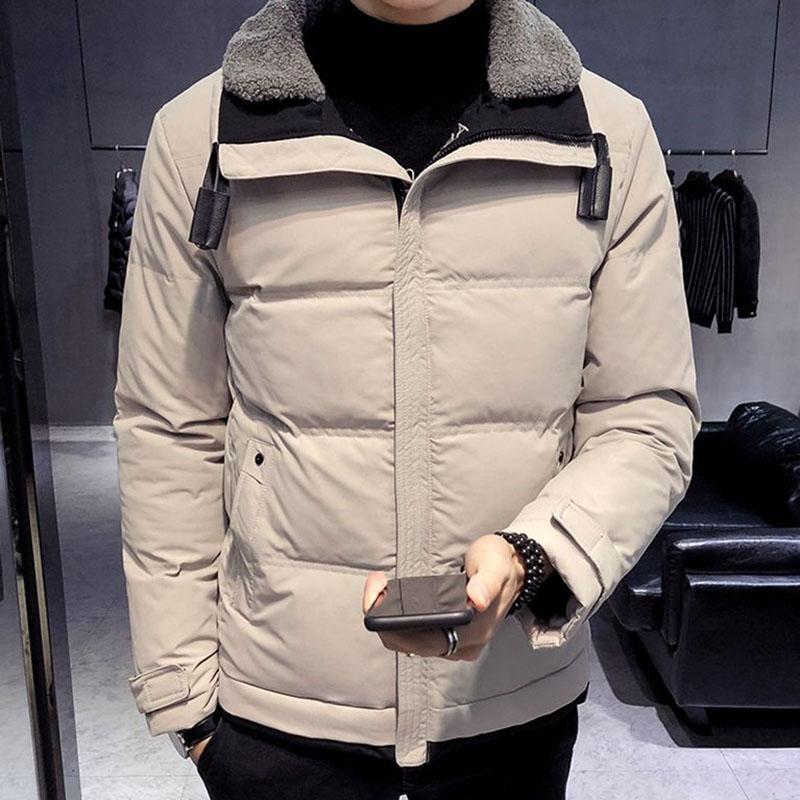 Men's Winter Warm Cotton Jacket Korean Style Fashion Brand Thick Lamb Wool Detachable Collar Cotton Jacket Men